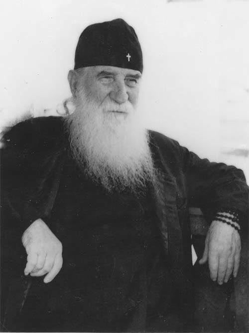 Historical black and white photograph of St. Justin Popovic of Celije